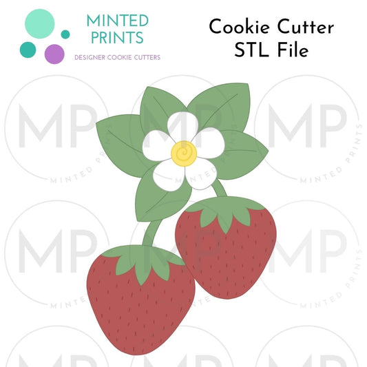 Strawberry Cluster Cookie Cutter STL DIGITAL FILE