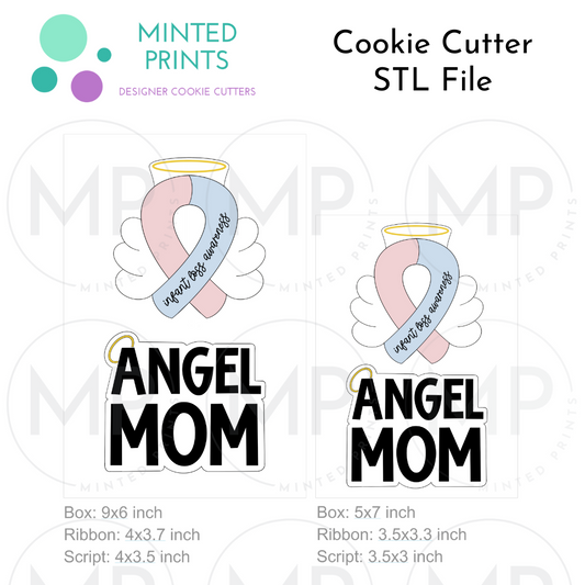 Infant Loss Ribbon & Angel Mom Set of 2 Cookie Cutter STL DIGITAL FILES