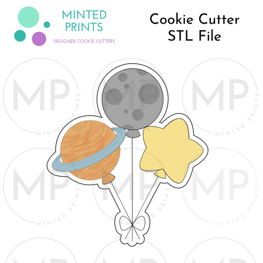 Space Balloons Cookie Cutter STL DIGITAL FILE
