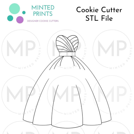 Strapless Gown Cookie Cutter STL DIGITAL FILE