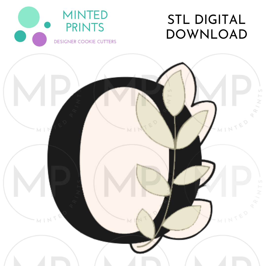 Leafy Number 0 Cookie Cutter STL DIGITAL DOWNLOAD