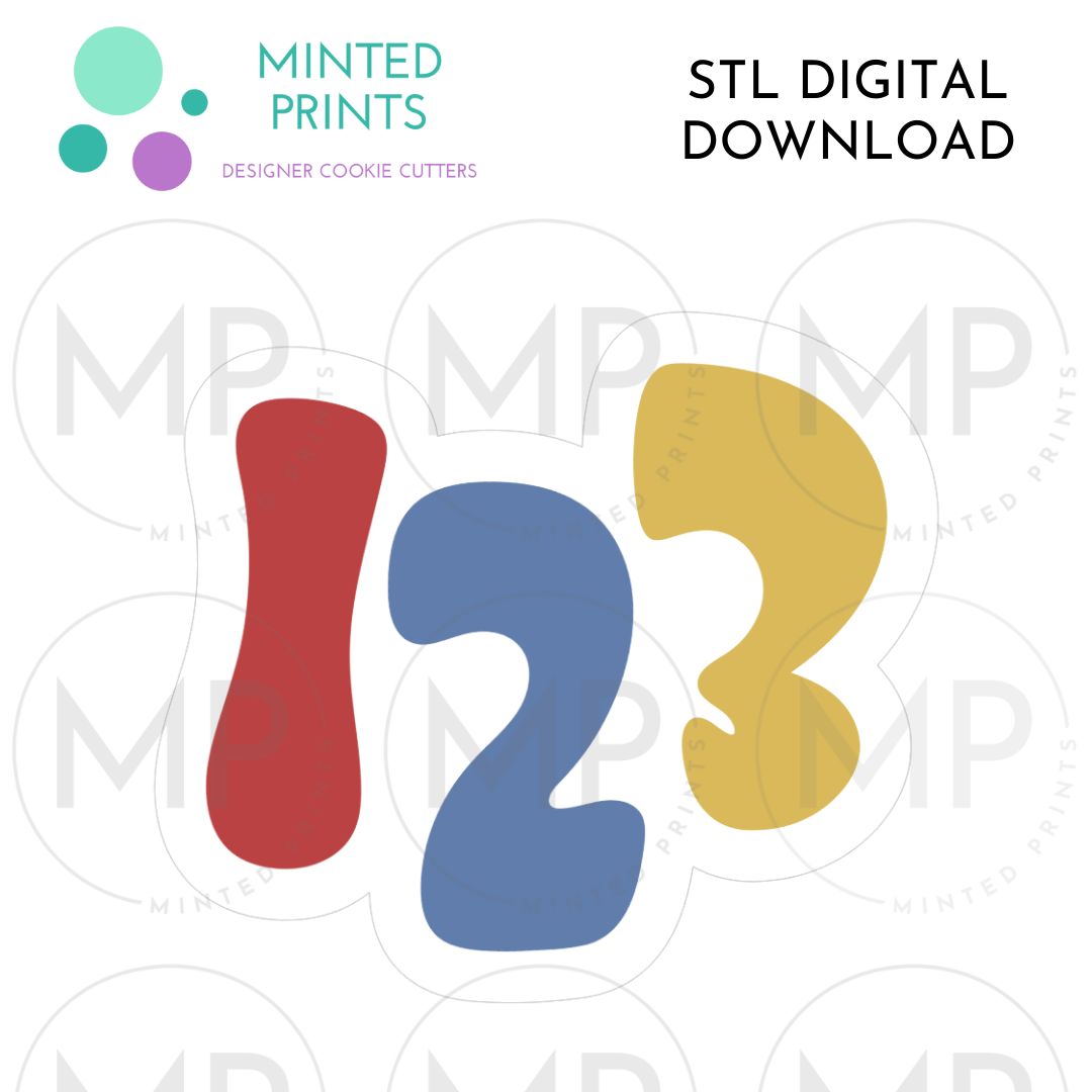 123 Numbers Cookie Cutter STL DIGITAL DOWNLOAD