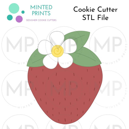 Floral Strawberry Cookie Cutter STL DIGITAL FILE
