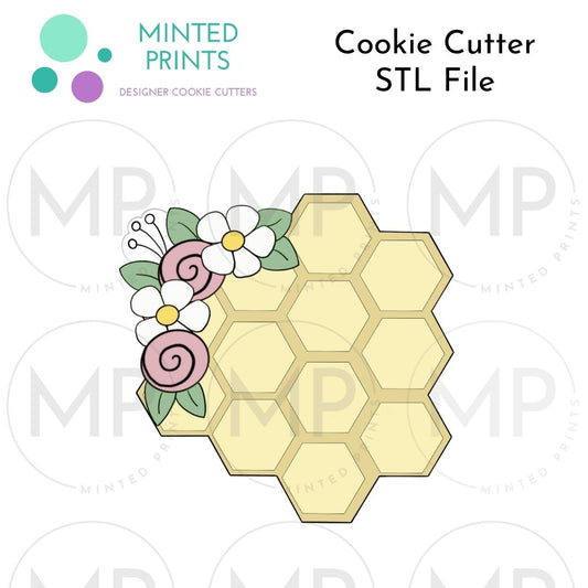 Floral Honeycomb Cookie Cutter STL Digital File
