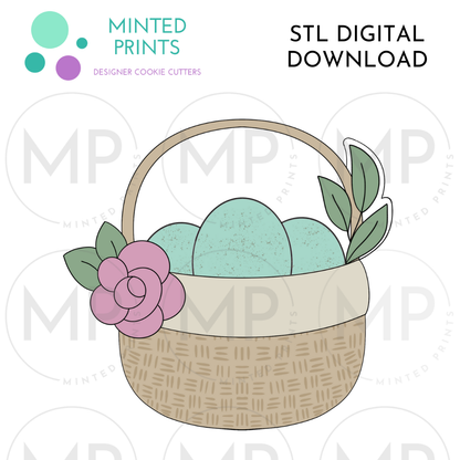 2024 Floral Basket Cookie Cutter STL DIGITAL DOWNLOAD