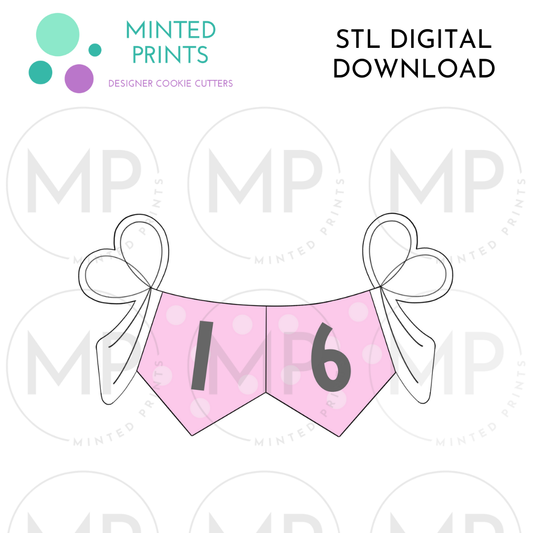 2 Flag Banner Cookie Cutter STL DIGITAL DOWNLOAD