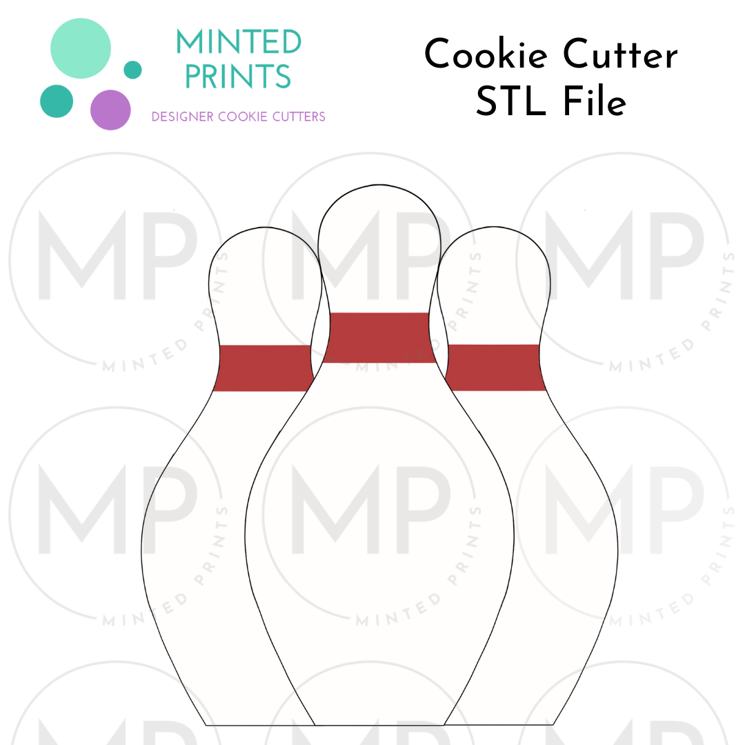 3 Bowling Pins Cookie Cutter STL DIGITAL FILE