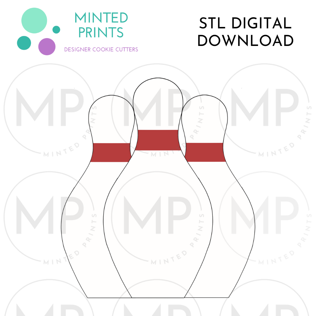 3 Bowling Pins Cookie Cutter STL DIGITAL DOWNLOAD