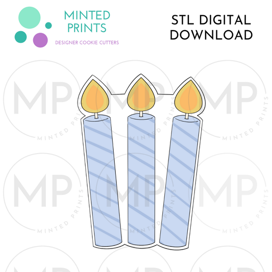 3 Candles Cookie Cutter STL DIGITAL DOWNLOAD