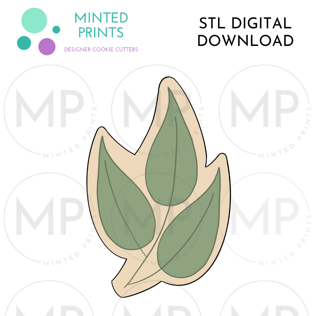 3 Leaf Branch Cookie Cutter STL DIGITAL DOWNLOAD