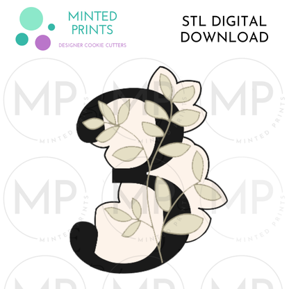 Leafy Number 3 Cookie Cutter STL DIGITAL DOWNLOAD