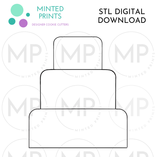 3 Tier Cake No Stand Cookie Cutter STL DIGITAL DOWNLOAD