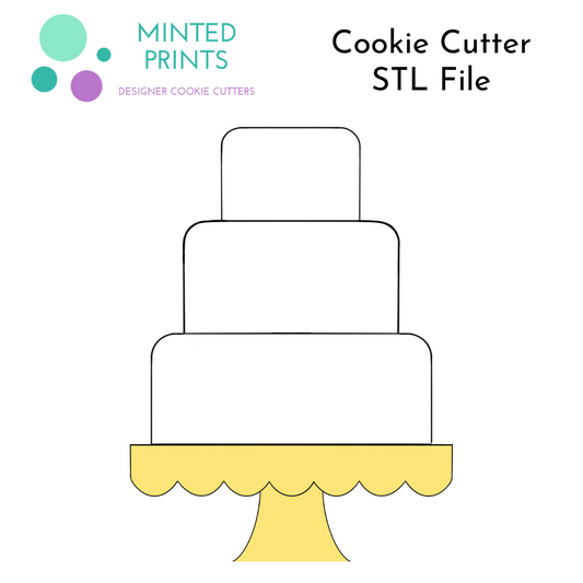 3 Tier Cake on Stand Cookie Cutter STL DIGITAL FILE