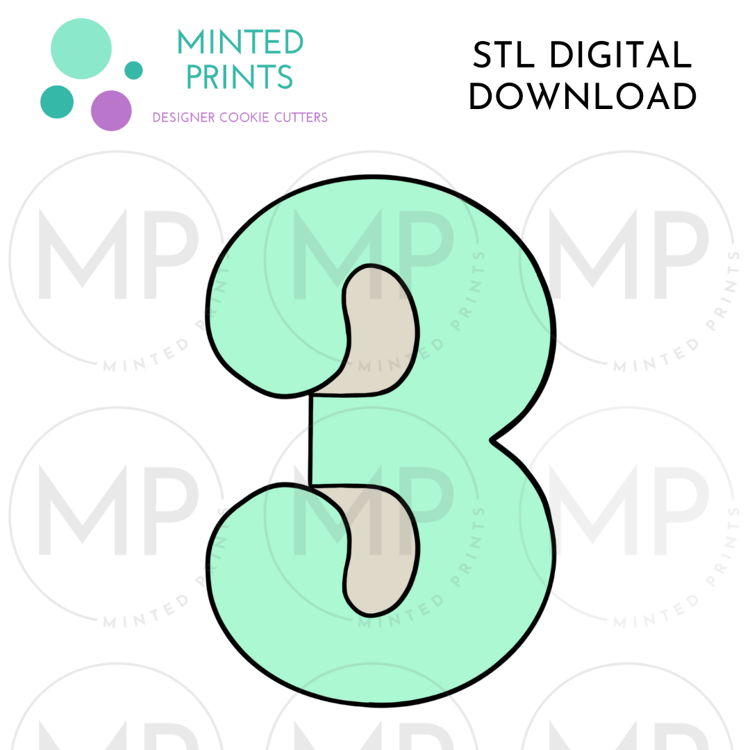 Number 3 Cookie Cutter STL DIGITAL DOWNLOAD