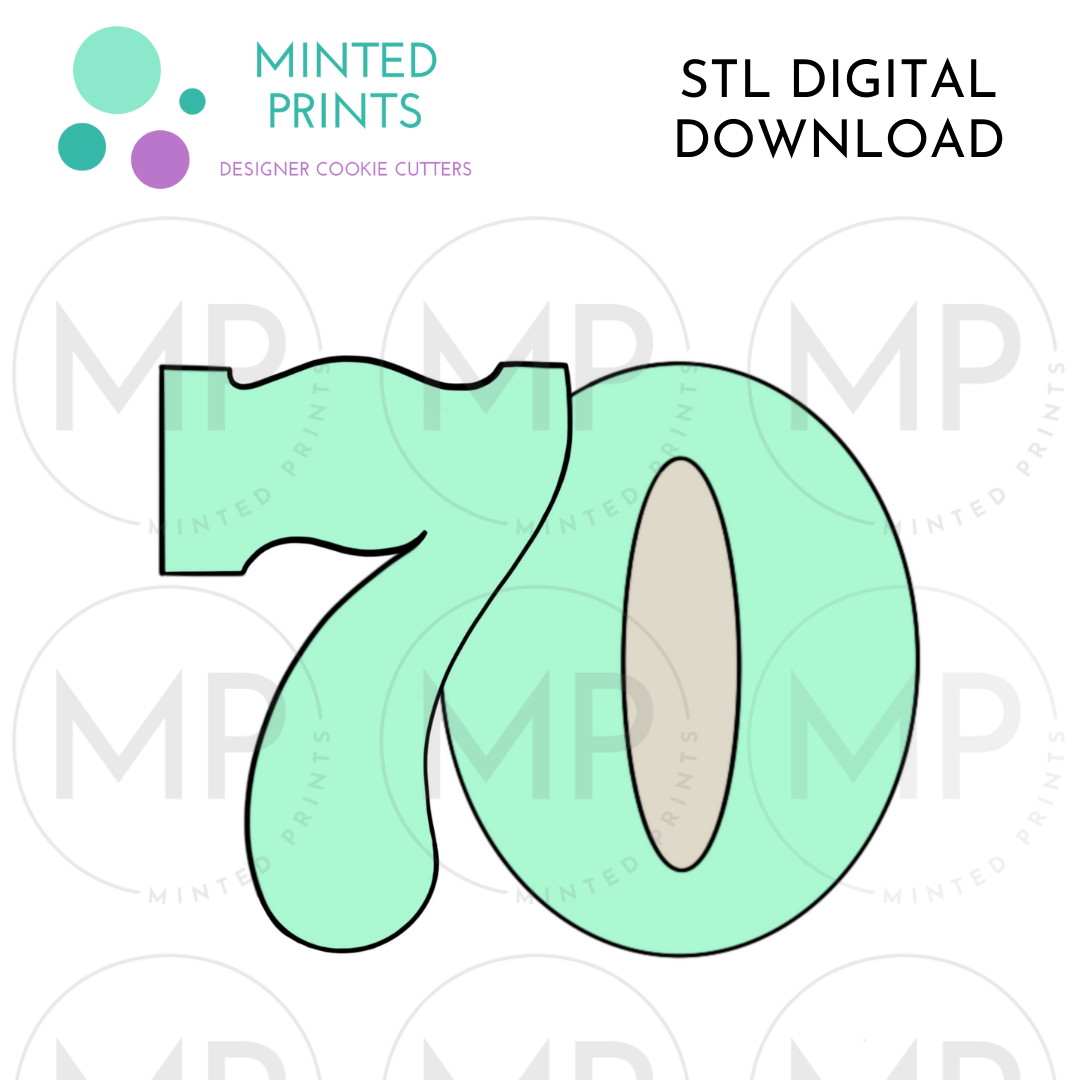 Number 70 Cookie Cutter STL DIGITAL DOWNLOAD