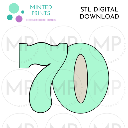 Number 70 Cookie Cutter STL DIGITAL DOWNLOAD