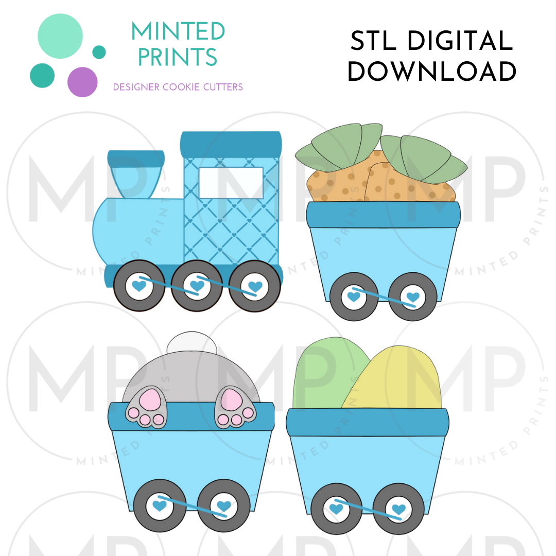 Easter Train (Set of 4) Cookie Cutter STL DIGITAL DOWNLOAD