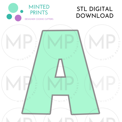 Letter A Cookie Cutter STL DIGITAL DOWNLOAD