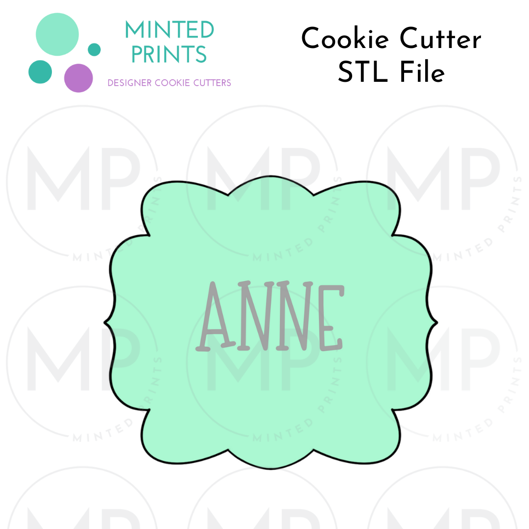 Anne Plaque Cookie Cutter STL DIGITAL FILE