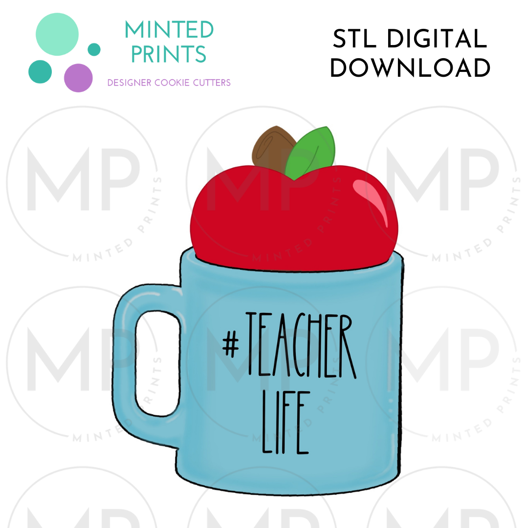 Apple in Mug Cookie Cutter STL DIGITAL DOWNLOAD