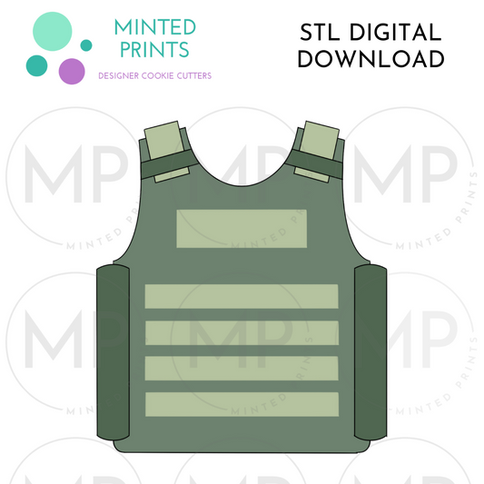 Army Vest Cookie Cutter STL DIGITAL DOWNLOAD