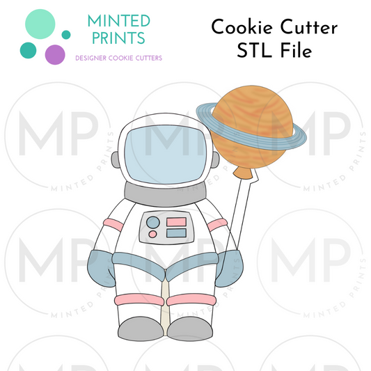 Astronaut with Saturn Balloon Cookie Cutter STL DIGITAL FILE
