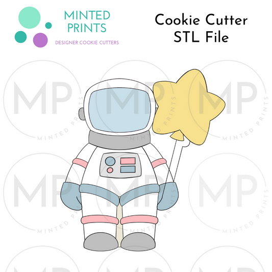 Astronaut with Star Balloon Cookie Cutter STL DIGITAL FILE
