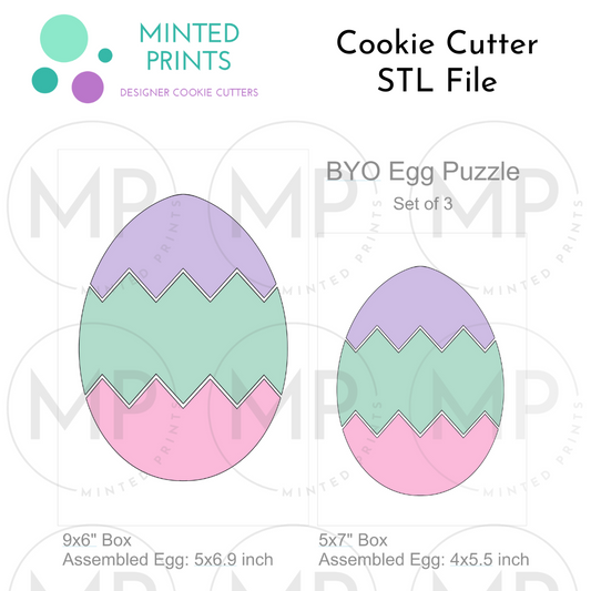 BYO Egg Puzzle Set of 3 Cookie Cutter STL DIGITAL FILE