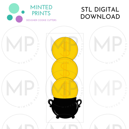 BYO Pot of Gold with Coins Cookie Cutter STL DIGITAL DOWNLOAD