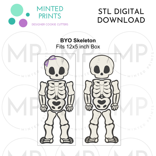 BYO Skeleton (Set of 4) Cookie Cutter STL DIGITAL DOWNLOAD