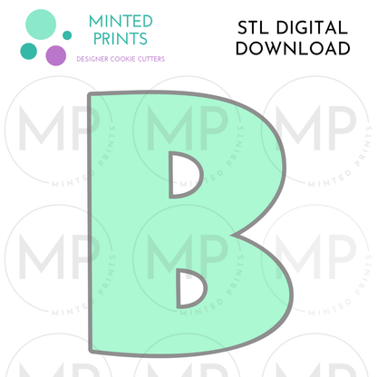 Letter B Cookie Cutter STL DIGITAL DOWNLOAD