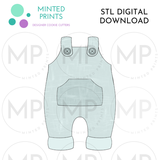 Baby Overalls Cookie Cutter STL DIGITAL DOWNLOAD