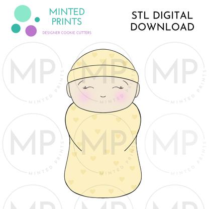 Baby Swaddle Cookie Cutter STL DIGITAL DOWNLOAD