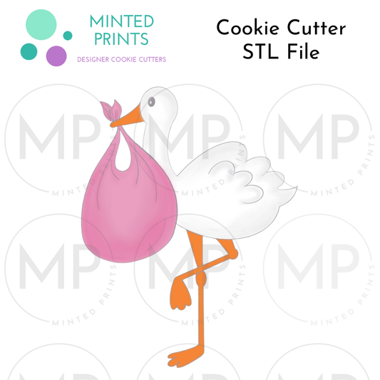 Stork with Bag Cookie Cutter STL DIGITAL DOWNLOAD