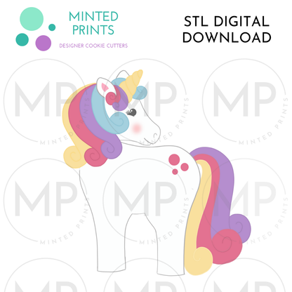 Back Facing Unicorn Cookie Cutter STL DIGITAL DOWNLOAD