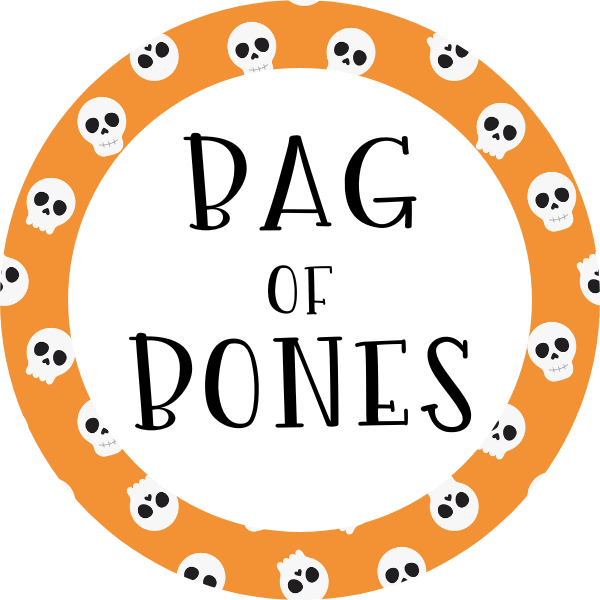 Bag of Bones - Orange Cookie Tag, 2 Inch