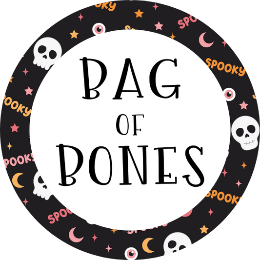 Bag of Bones (Spooky Skulls) Cookie Tag, 2 Inch