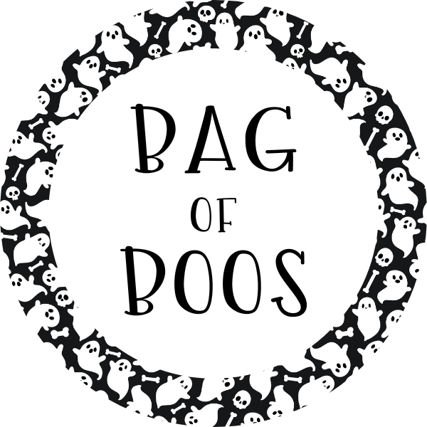 Bag of Boos (Black Ghosts) Cookie Tag, 2 Inch