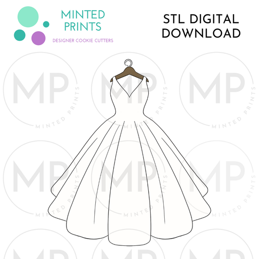 Ballgown Wedding Dress 2 Cookie Cutter STL DIGITAL DOWNLOAD