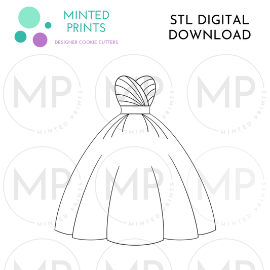 Strapless Ballgown Cookie Cutter STL DIGITAL DOWNLOAD