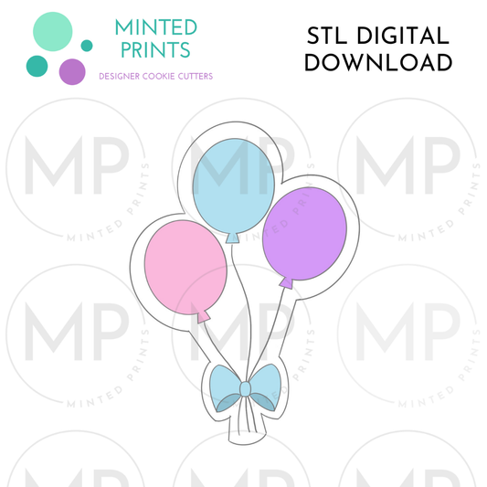 Balloon Bundle Cookie Cutter STL DIGITAL DOWNLOAD