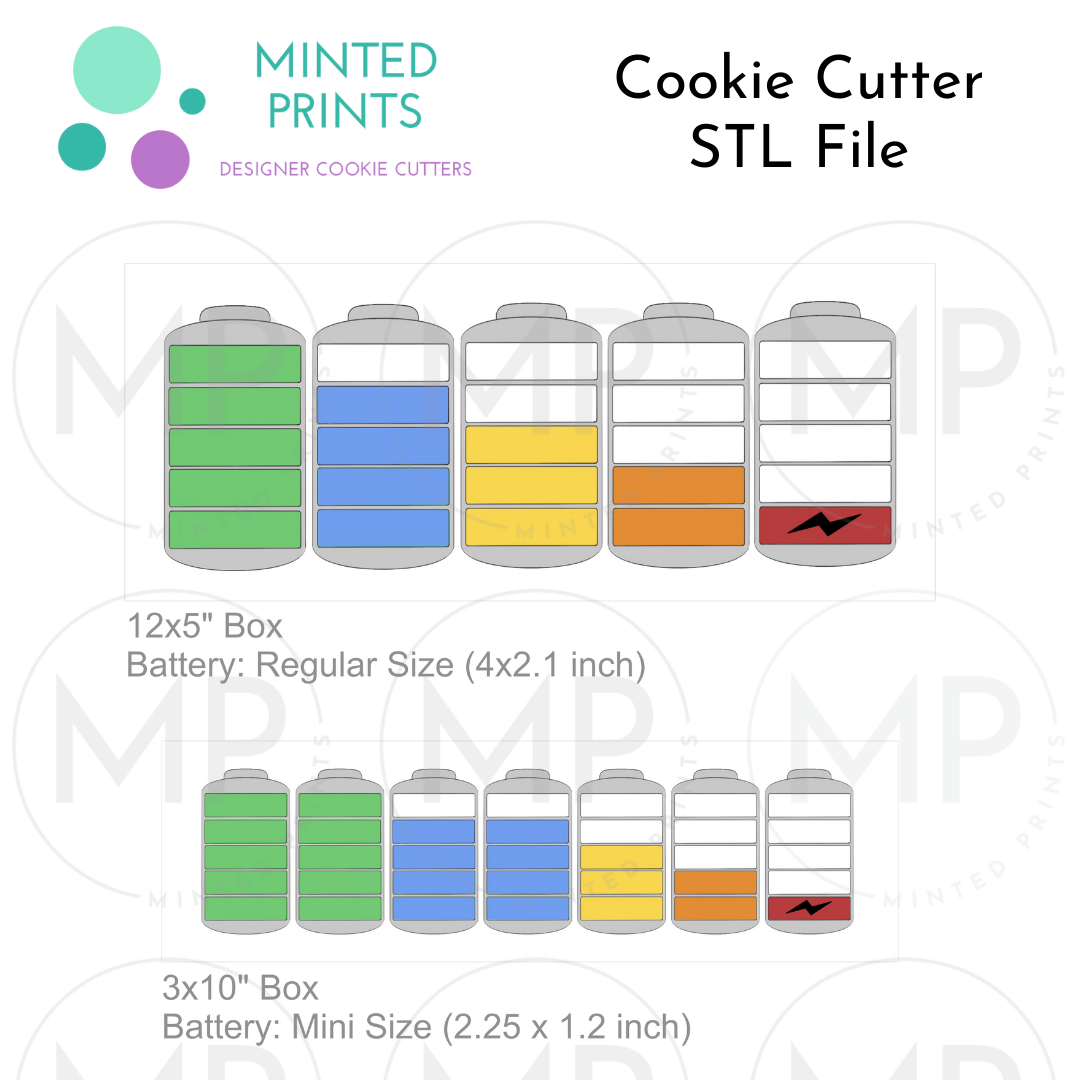 Battery Cookie Cutter STL DIGITAL FILE