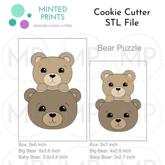 Bear Stack Puzzle Set of 2 Cookie Cutter STL DIGITAL FILES