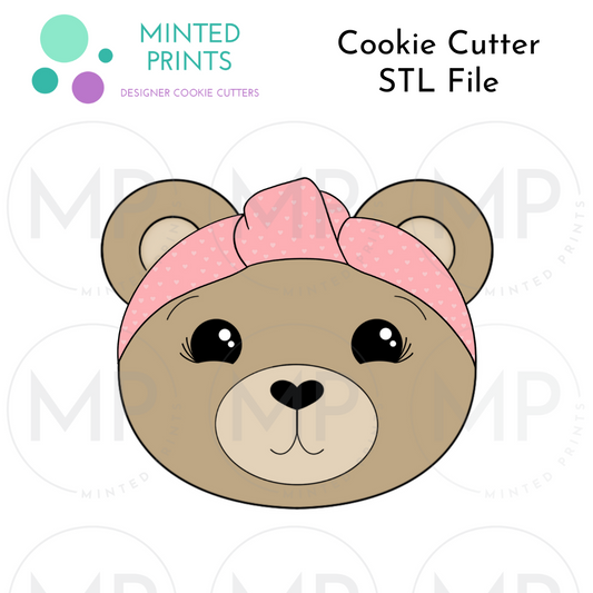 Bear in Headband Cookie Cutter STL DIGITAL FILE