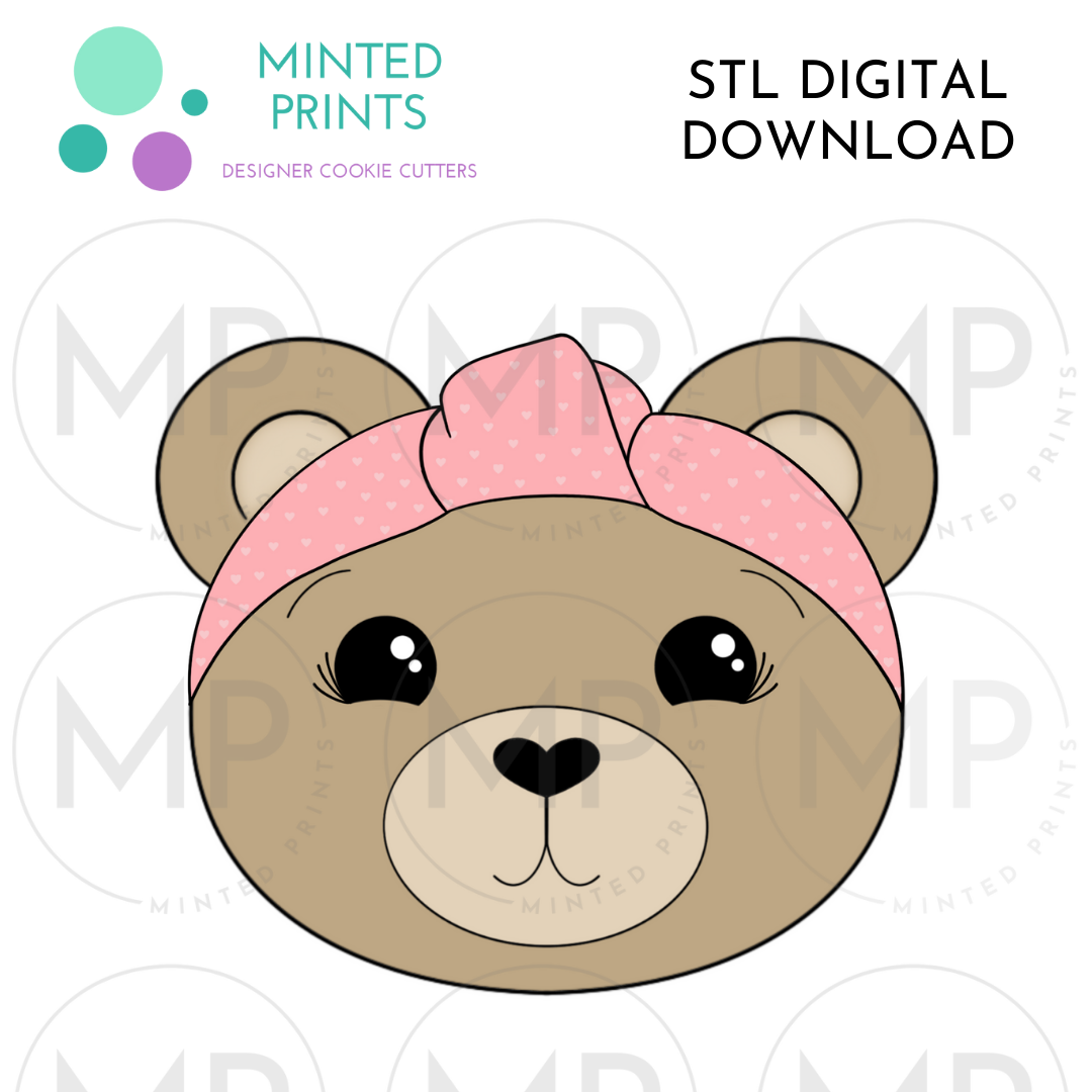 Bear in Headband Cookie Cutter STL DIGITAL DOWNLOAD