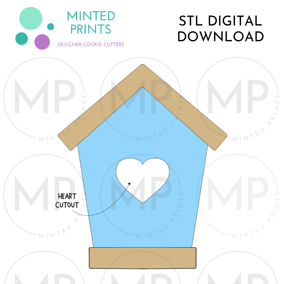 Birdhouse with Heart Cutout Cookie Cutter STL DIGITAL DOWNLOAD