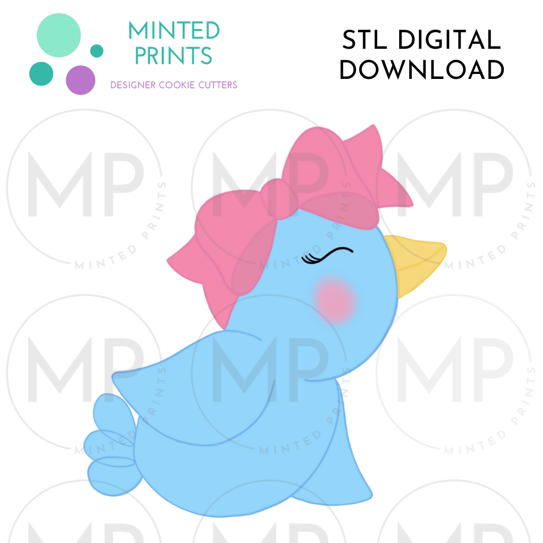 Bird with Bow Cookie Cutter STL DIGITAL DOWNLOAD