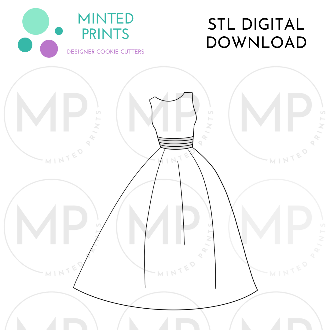 Boatneck Ballgown Cookie Cutter STL DIGITAL DOWNLOAD