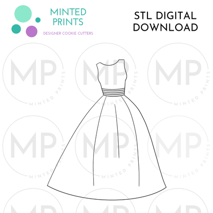 Boatneck Ballgown Cookie Cutter STL DIGITAL DOWNLOAD