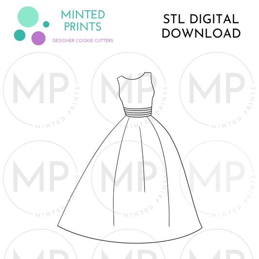 Boatneck Ballgown Cookie Cutter STL DIGITAL DOWNLOAD